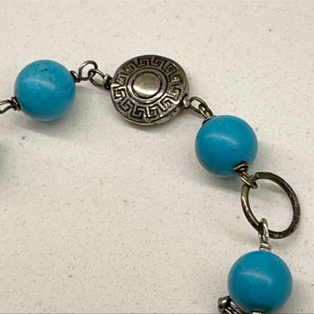 Handmade Natural Turquoise + Sterling Bracelet - Picture 5 of 9